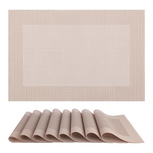 REGALWOVEN Kitchen Dining Table Decoration Washable Heat Resistant Wipeable PVC Placemats 8 Pcs - 1 of 4