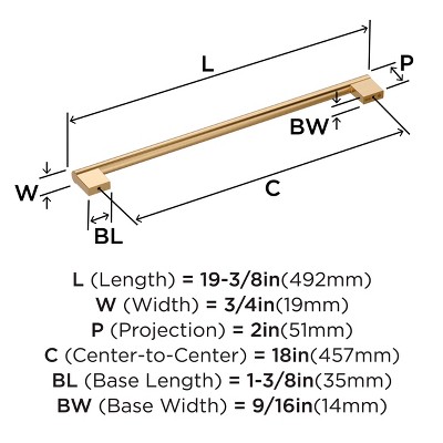 Champagne Bronze 18-Inch Modern Industrial Appliance Pull