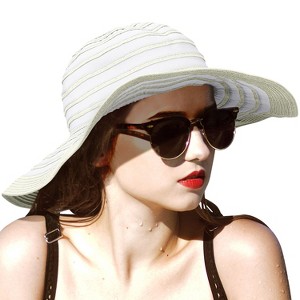 Tirrinia Wide Brim Straw Hat for Women, Stylish UV Sun Protection Beach Travel Hats, Suitable for Outdoor Activities, Garden Party, Beach, Travel - 1 of 4