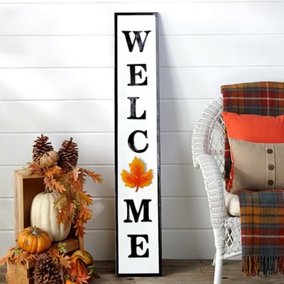 52" White and Black Metal Interchangeable Welcome Sign