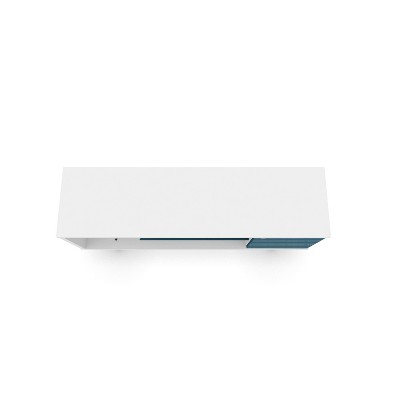 Liberty 53" White and Aqua Blue Mid-Century Modern TV Stand with Cabinet