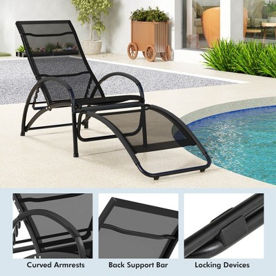 Black Aluminum 2-in-1 Outdoor Rocking and Lounge Chair