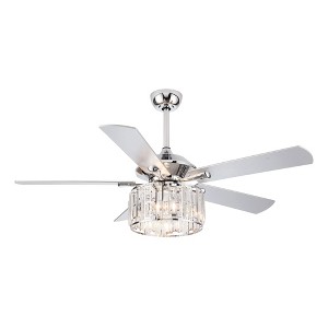 Parrot Uncle 52" Modern Crystal Ceiling Fan with Light and Remote - 1 of 4