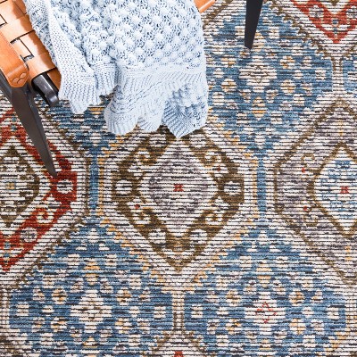 Sierra Ivory and Blue Hand-Knotted Wool Area Rug