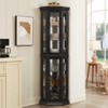 KWPZQEB 69.49" Accent Corner Cabinet w/ 2 Doors, Farmhouse Curio Cabinet w/ Adjustable Glass Shelves, Bar Cabinet, Freestanding Wooden Floor Cabinet - 3 of 4