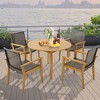 Tangkula Outdoor Rattan Chair Set of 4 Patio PE Wicker Dining Chairs w/ Sturdy Acacia Wood Frame - 4 of 4