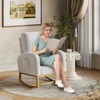 Upholstered Glider Rocking Chair, High Back Nursery Chair with Side Pocket Wood Legs, 300lbs Capacity Modern Rocker, Non Slip Rubberwood Base - 2 of 4