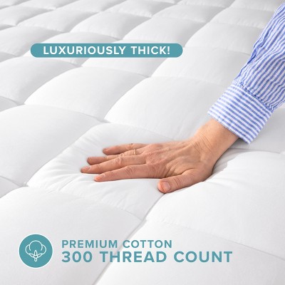 White Full XL Cotton Top Down Alternative Mattress Pad