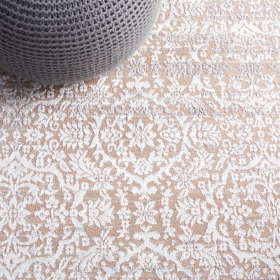 Beige and Ivory Hand-Knotted Synthetic Area Rug