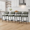 Bar Stools Set of 2, Tall Bar Chairs with Thick Cushion & Thickened Metal Legs, Upholstered Counter Height Bar Stools w/Backrest and Footrest - 2 of 4