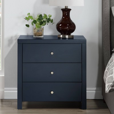 Nolan Midnight Blue 3-Drawer Wood Nightstand