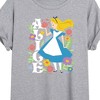 Women's - Alice in Wonderland - Flowers Oversized Graphic T-Shirt - 2 of 4