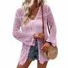 Coolmee Women's Cardigan Tie Front Shrug Midweight Knit Hollow Out Long Sleeve Cardigan - 2 of 4