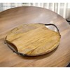 HomeRoots 13" Natural Brown Round Wood and Metal Tray - 2 of 4