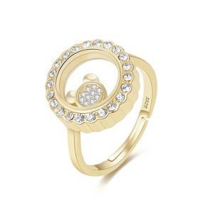 Floating CZ Bear Necklace, Ring or Earrings for Women Gold Plated Sterling Silver Ginger Lyne - 1 of 4