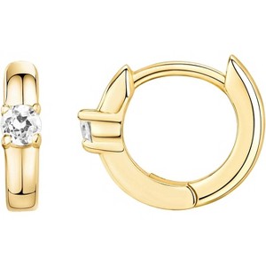 14K Gold Plated Huggie Earrings | 925 Sterling Silver with Cubic Zirconia, U-Shaped Snake Design - 1 of 4