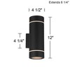 Possini Euro Design Wynnsboro 12" High Modern Outdoor Wall Light Fixture Mount Porch House Exterior Outside Up and Down LED Bulb Black Aluminum - 4 of 4