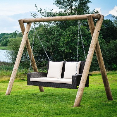 Image of Patio bench with a swing for relaxing