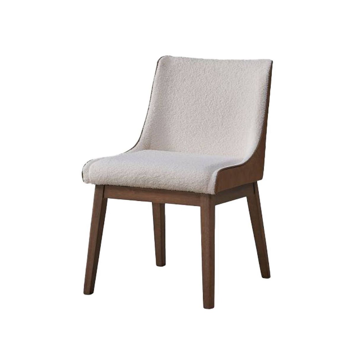 Acme Furniture 21.26" Ginny Dining Chair White Boucle, Brown Velvet & Walnut Finish : Transitional Style, Spot Clean - thumbnail 6