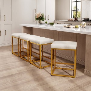 Captiva Designs 24 inch Counter Height Bar Stool with Faux Leather Cushion and Sturdy Metal Frame - 1 of 4