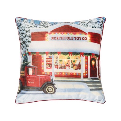 C&F Home North Pole Toy Shop Light-Up LED Light-Up Christmas Throw Pillow