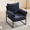 Okak Modern Chenille Upholstered Back Adjustable Armchair with Black Metal Frame,Leisure Recliner Chair for Living Rooms,Relaxation Areas - 2 of 4
