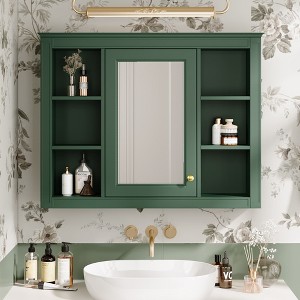 NicBex 35"x27.5" Wall Mounted Medicine Cabinet Bathroom Storage Cabinet with 6 Cubbies&1 Mirrored Cabinet,Matte Finish Wall Cabinet for Bathroom - 1 of 4
