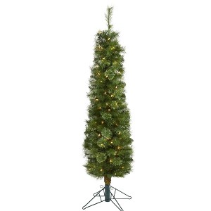 Nearly Natural 5' Green Pencil Prelit LED Multifunction Light Artificial Christmas Tree - 1 of 1