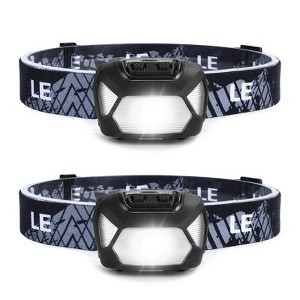 Lepro 320015 Battery Powered Headlamp: 1300Lux Super Bright with Red Light, IPX4 Waterproof  for Outdoor, Power Outages, Emergency, Hurricane, 2 Pack - 1 of 4