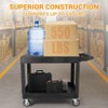 Service Cart - Large Heavy-Duty Plastic Flat Top (45.8 x 25 Inch), 2-Tier with 360¡ã Swivel Wheels (2 with Brakes), 550 lbs Capacity, Black - 2 of 4