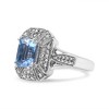 Silver Diamond Accent and 8X6 mm Emerald-Shape Blue Topaz Ring - 2 of 4