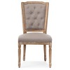 Estelle Chic Rustic French Country Cottage Weathered Oak Beige Fabric Button-tufted Upholstered Dining Chair - Baxton Studio - image 2 of 4