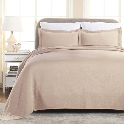 100% Cotton Bedspread and Pillow Sham Set Basketweave Matelasse by Blue Nile Mills