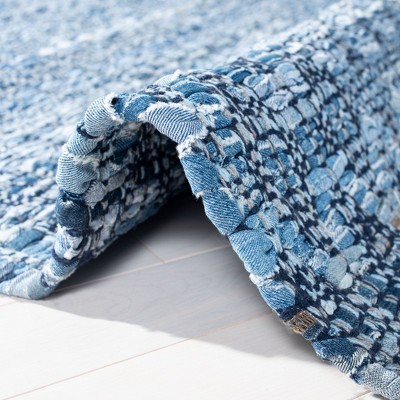 Coastal Breeze Blue Cotton Flatweave 5' x 8' Area Rug