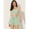 cheibear Women's Spaghetti Straps Cami Tops with Shorts Lounge Sleepwear Pajama Set - 2 of 4