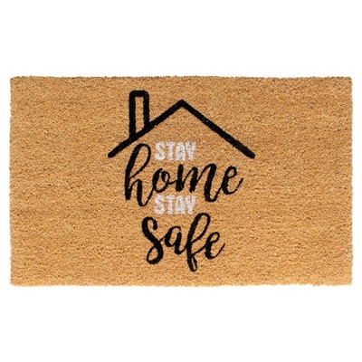 Tufted Stay Home Stay Safe Doormat Black - Raj