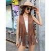 Whizmax Women's Fringe Vest 70s Hippie Faux Suede Rivets Sleeveless Costume Fringe Jacket - 3 of 4