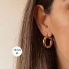 Chunky Gold Hoop Earrings for Women, 14k Gold Plated Thick Triple Hoop Earrings Hypoallergenic Trendy Chunky Gold Hoops - 3 of 4