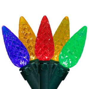 Northlight Battery Operated LED C6 Faceted Christmas Lights - Multicolor - 15.75’ Green Wire - 50ct - 1 of 4