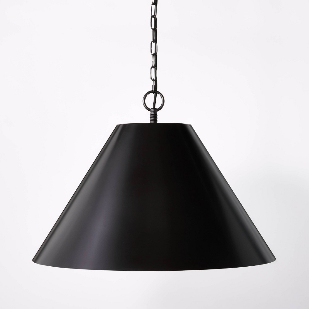 Photos - Chandelier / Lamp Large Metal Pendant Ceiling Light Black - Threshold™ designed with Studio