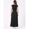 Allegra K Women's Two Piece Ribbed Knit Crew Neck Short Sleeve Cropped Top and Elastic Waist A-Line Midi Skirt Set - 4 of 4