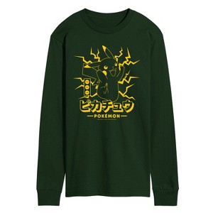 Men's - Pokémon - Pikachu Lightning Long Sleeve Graphic T-Shirt - 1 of 2
