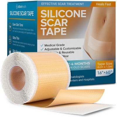 Silicone Scar Tape Reusable Sheets (60" x 1.6") - Medical grade silicone for surgical scars, tummy tuck, keloid, C-section; cut to size treatment.
