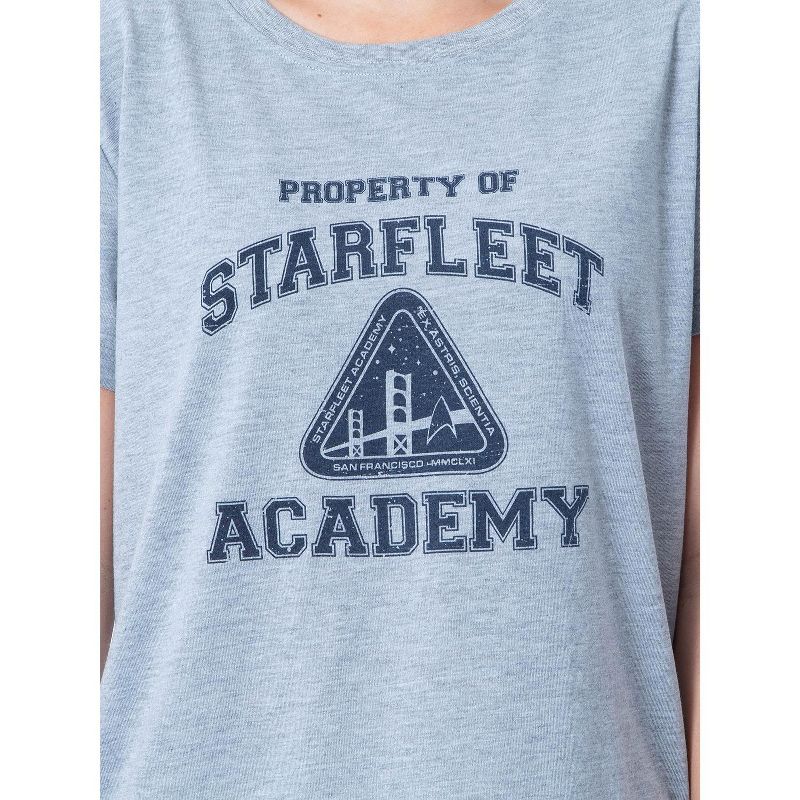 Star Trek Star Fleet Academy Womens Pajama Short Set 2 piece sleeper PJ Grey, 4 of 8