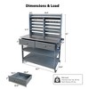 64.9"H Outdoor Potting Bench Table, Solid Fir Wood Kitchen Island with Stainless Steel Top, Upper Hutch & Storage - ModernLuxe - 3 of 4
