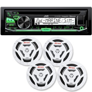 JVC KD-R97MBS Bluetooth Marine Radio and two pairs of JVC CS-DR6201MW 6.5" White Marine Coaxial Speakers - 1 of 4