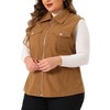 Agnes Orinda Women's Plus Size Sleeveless Lapel Zipper Lightweight Corduroy Fashion Vests - 2 of 4