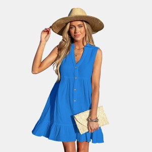 Women's White/Black Ruffle Hem Mini Cover-Up Dress - Cupshe - 1 of 4