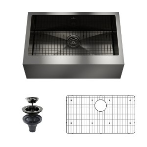 CASAINC 30" Stainless Steel Single Bowl Farmhouse Apron Kitchen Sink with Included Drain Rack & Drain Strainer - 1 of 4