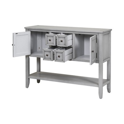 Ridstar 46 in. W Gray Console Tables with Four Small Drawers & Bottom Shelf